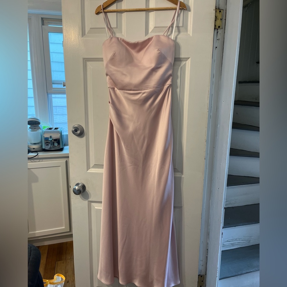 Jenny Yoo Melody Strapless Blush Gown with added flattering side rouching